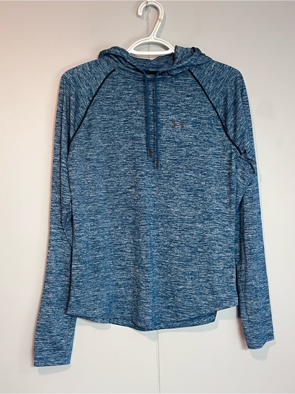 Under Armour M Blue Heather Hoodie Loose Fit 1/4 Zip Pullover Athletic